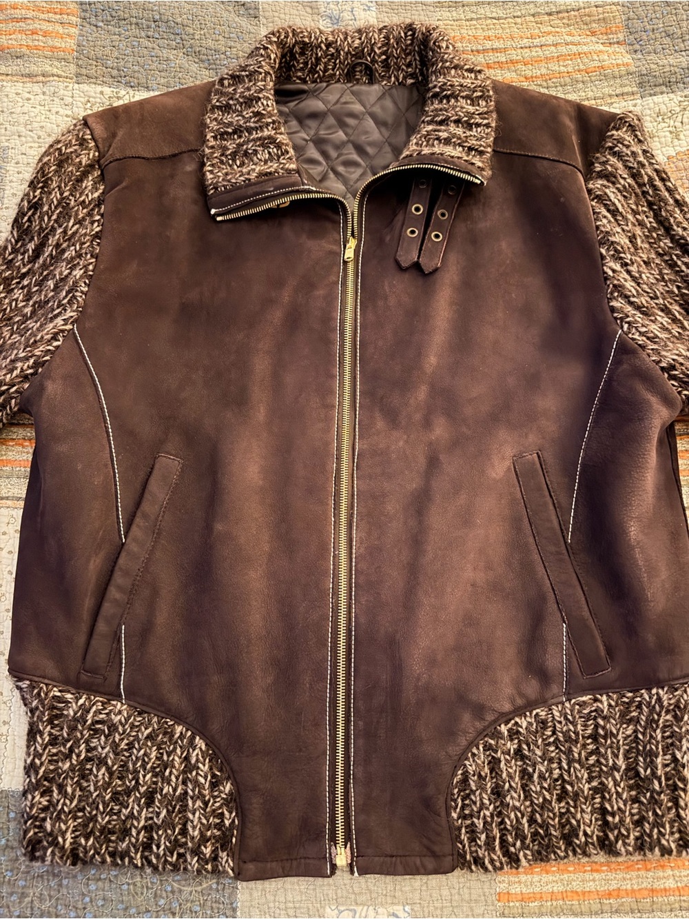 Vintage Men’s Sean John Knit Flight Jacket Suede Leather Bomber Y2K - Picture 3 of 10